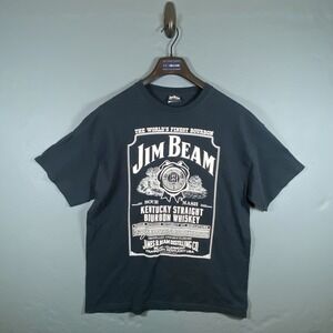 ⁠Jim Beam Bourbon Whiskey Graphic Tee Shirt Black‎ Mens XL
